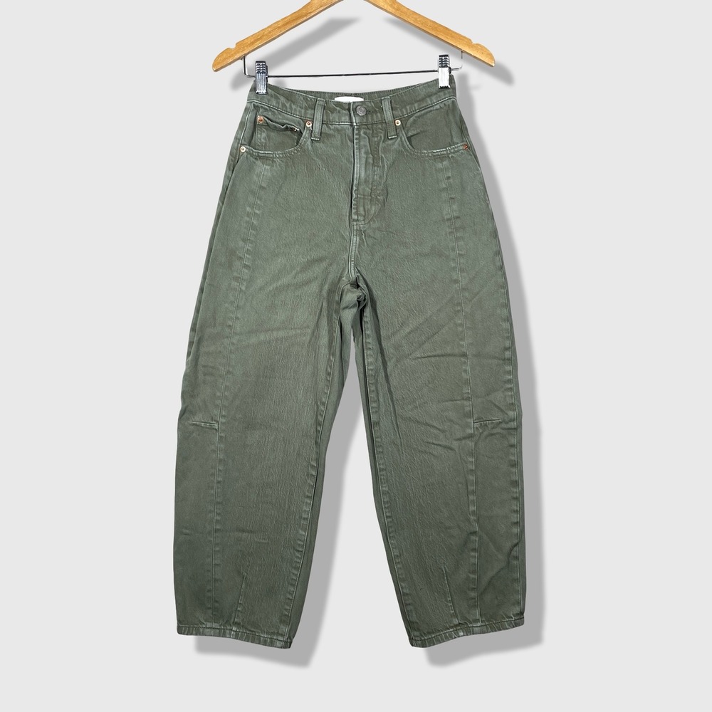 Pistola Barrel Jeans Women 26 Olive Green Utilitarian Streetwear Gorpcore